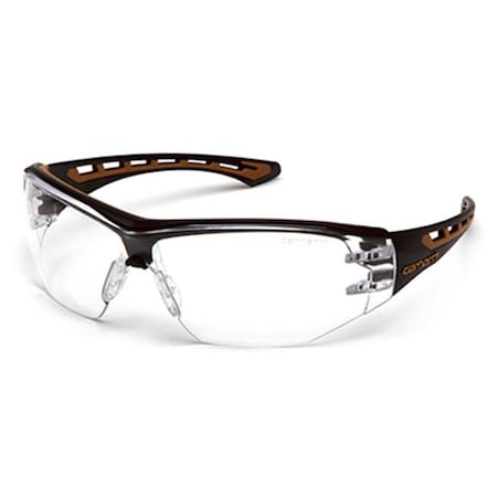Pyramex Safety Products 240993 Clear Anti-Fog Lens Safety Glasses With Black & Tan Frame